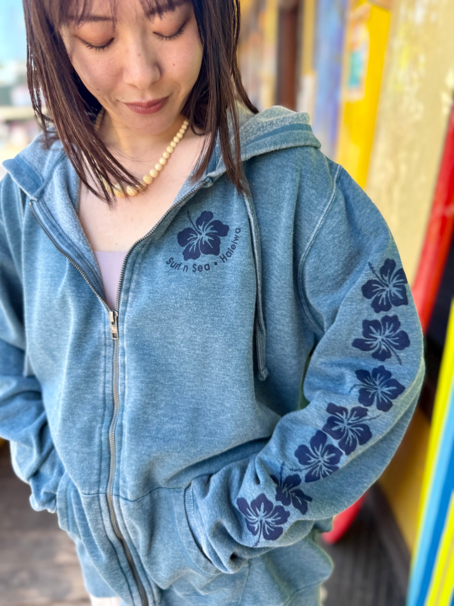 SNS HIBISCUS HOOD ZIP
