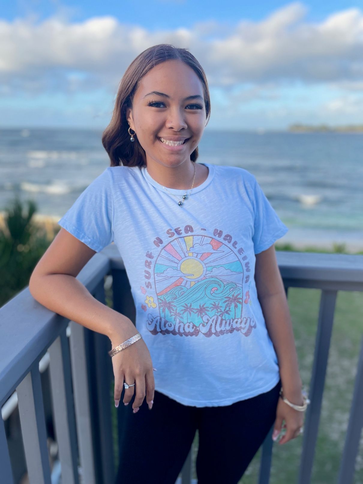 SNS W ADRIANA WAVES PALM TEE