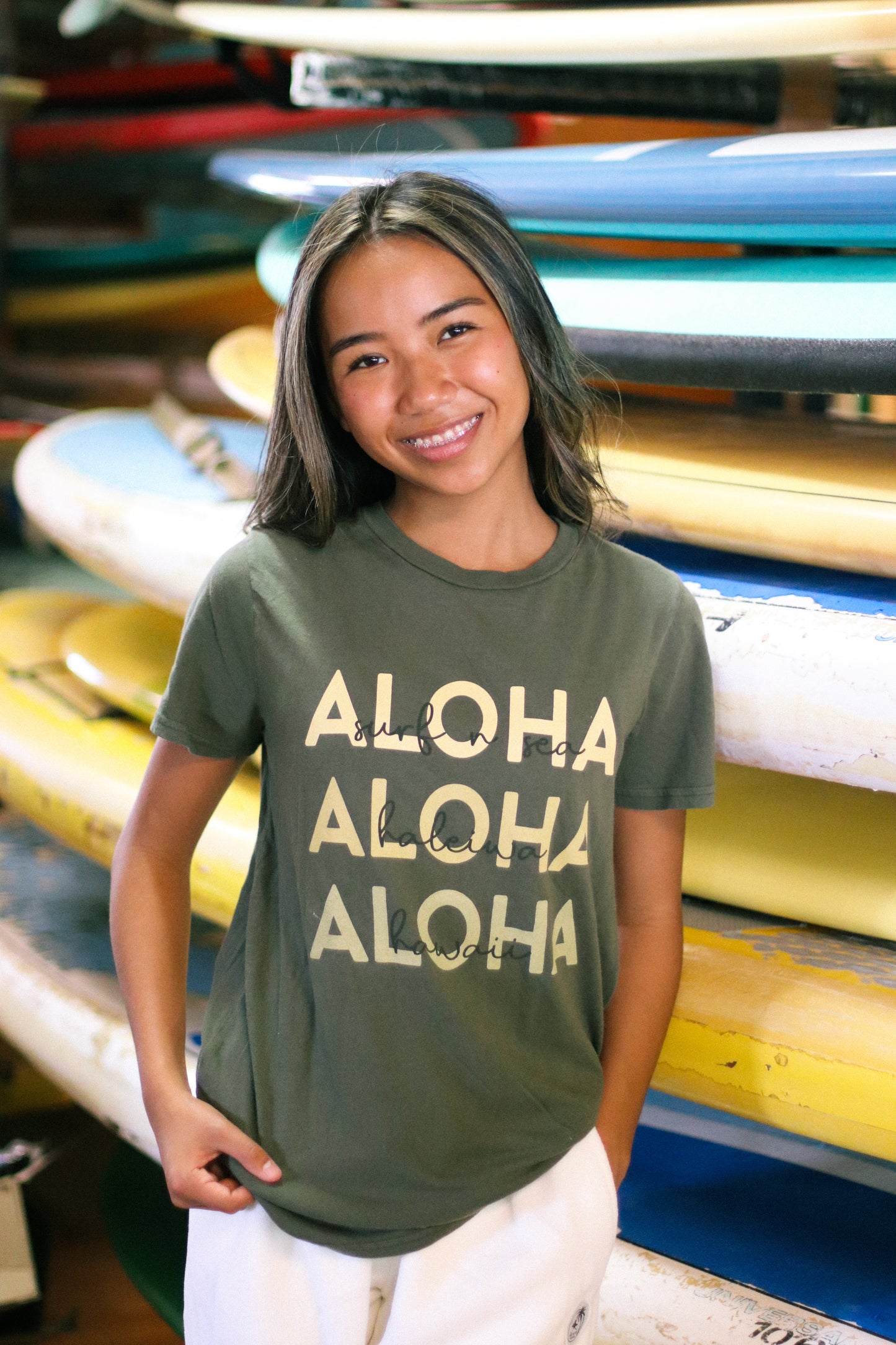 SNS WOMENS TRIPLE ALOHA TEE