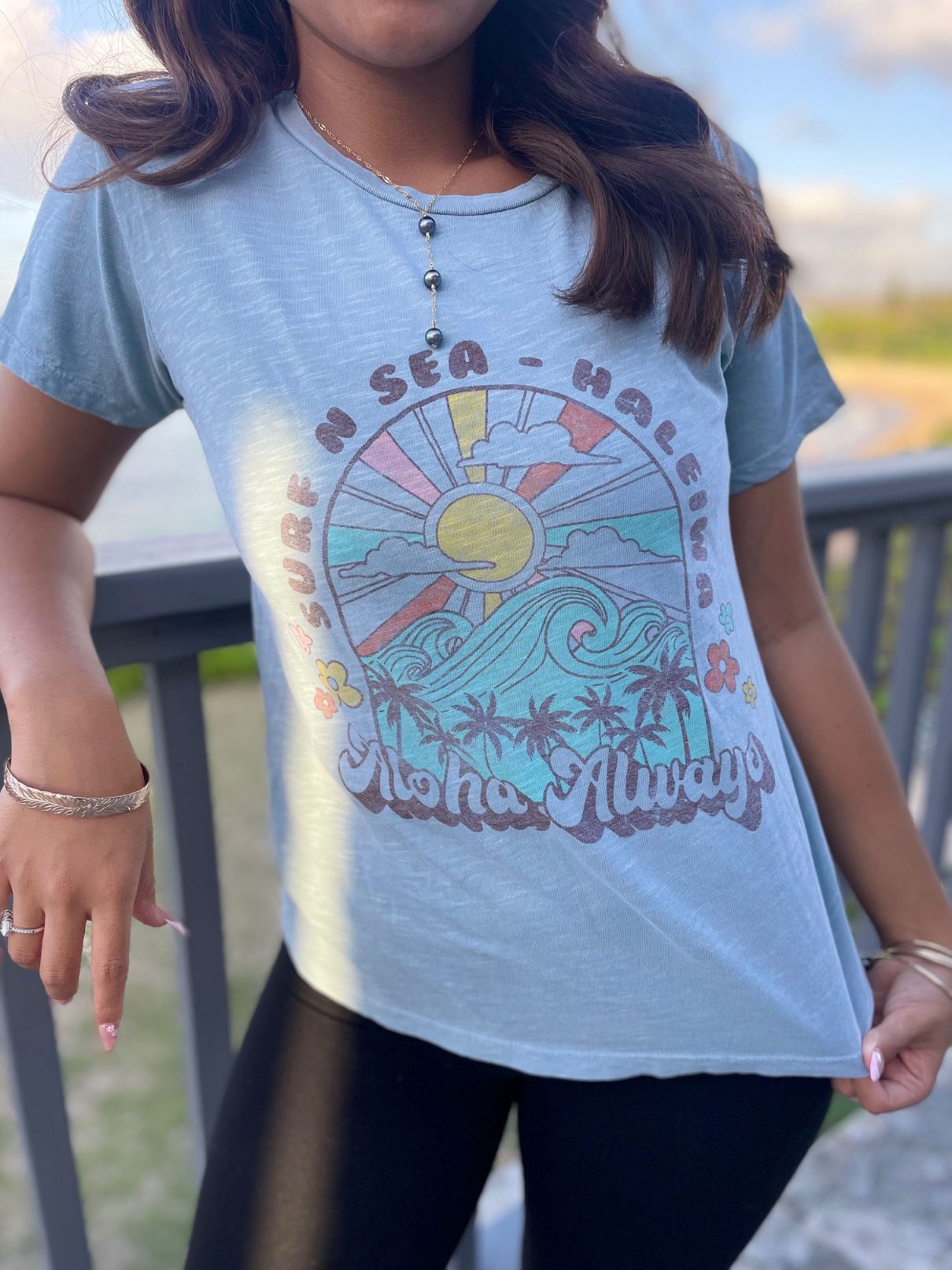 SNS W ADRIANA WAVES PALM TEE