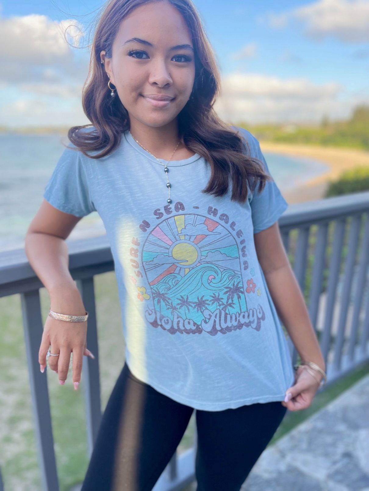 SNS W ADRIANA WAVES PALM TEE